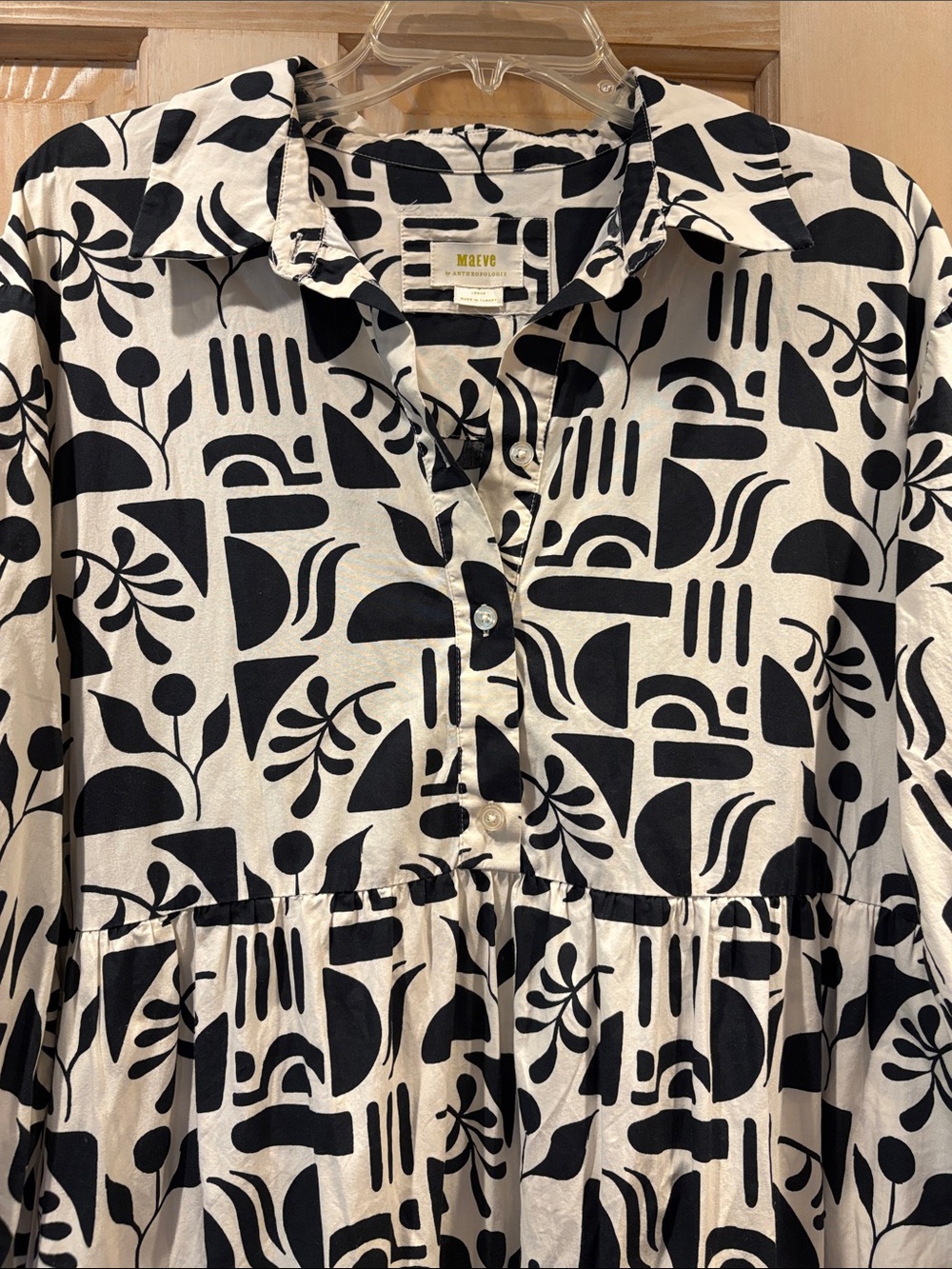 Anthropologie Black and Cream Abstract Print Maxi Dress - Picture 4 of 9